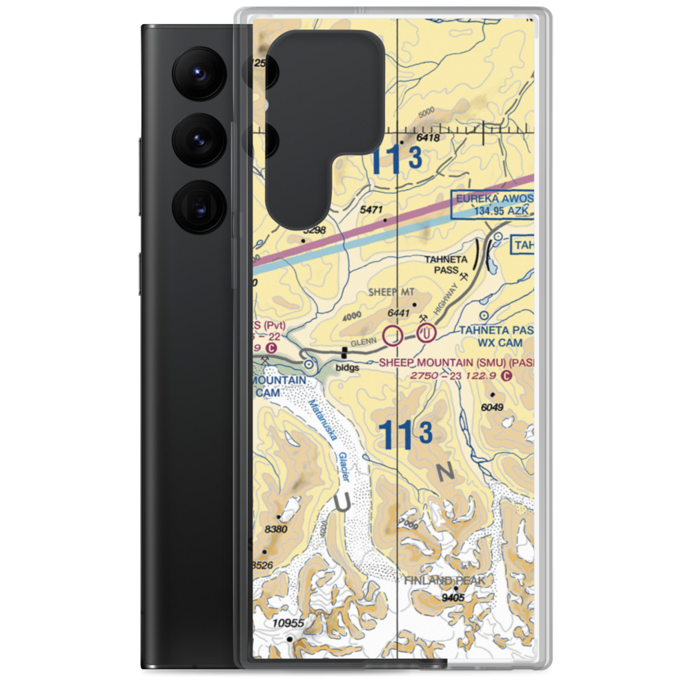 Sheep Mountain Airport (SMU) VFR Sectional Samsung Case Samsung Galaxy S22 Ultra model shown