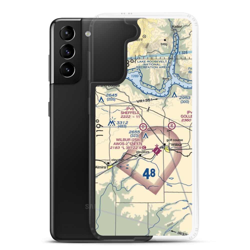 Sheffels Ranch Airport (42WA) VFR Sectional Samsung Case Samsung Galaxy S21 Plus model shown