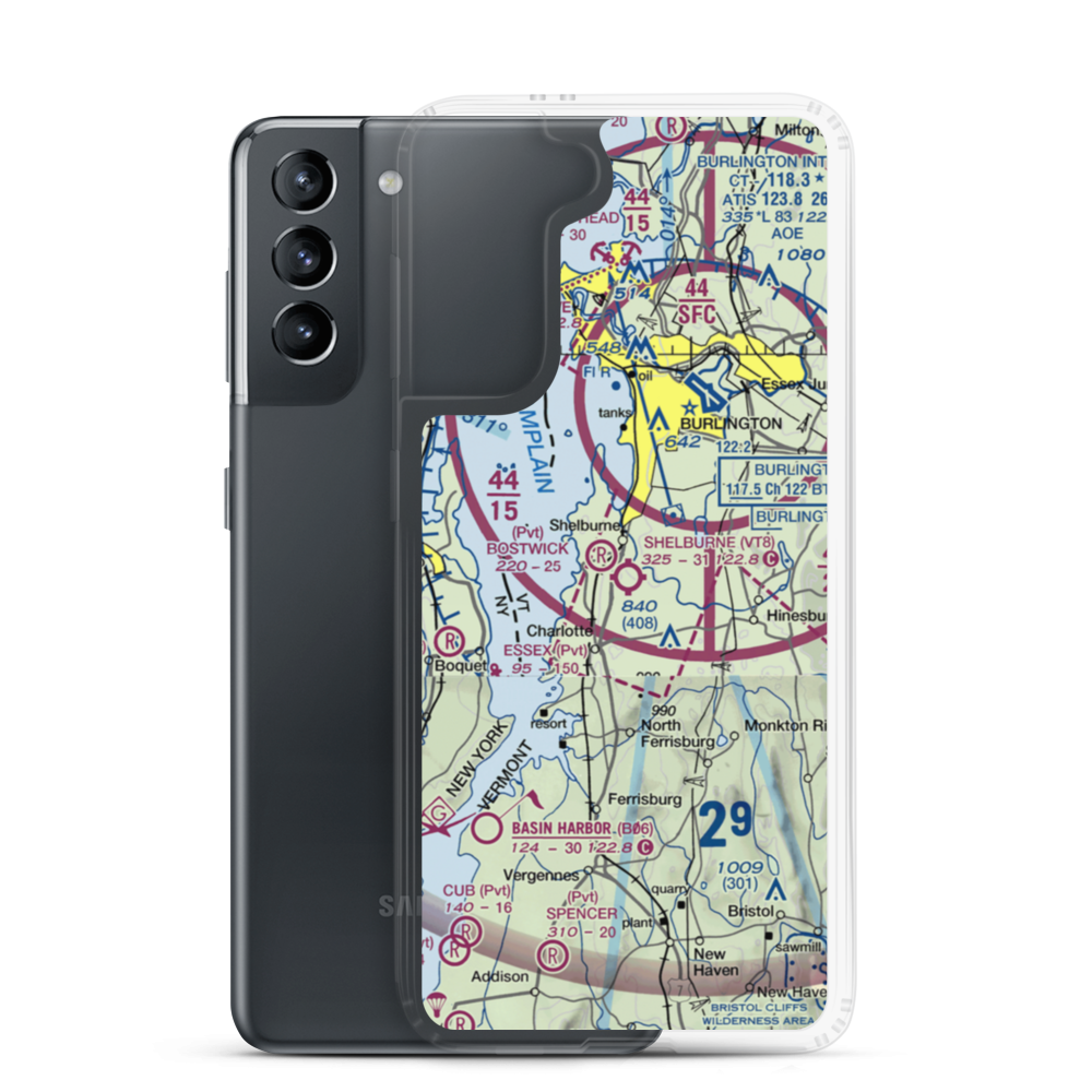 Shelburne Airport (VT8) VFR Sectional Samsung Case Samsung Galaxy S21 model shown
