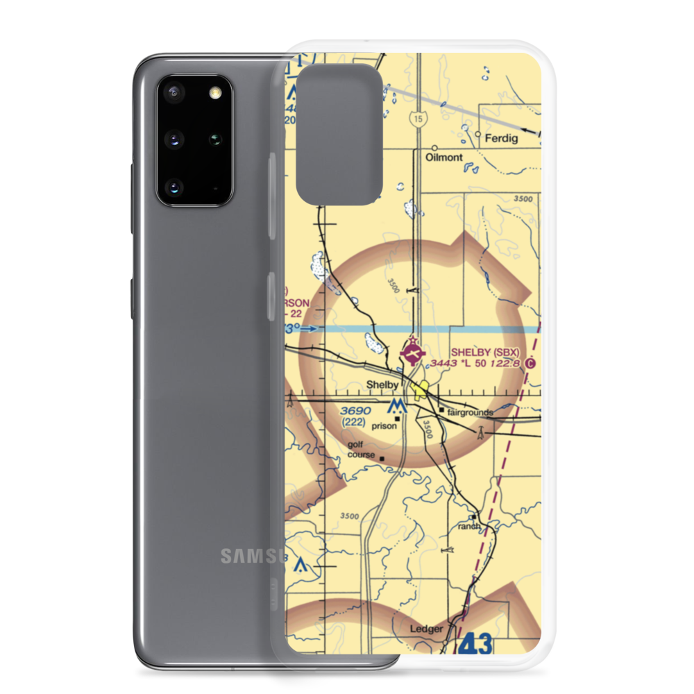 Shelby Airport (SBX) VFR Sectional Samsung Case Samsung Galaxy S20 Plus model shown