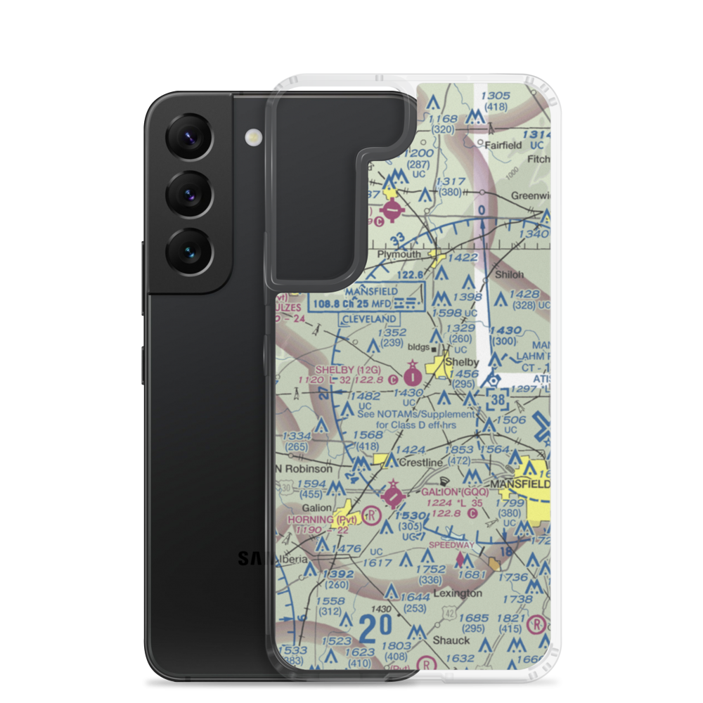 Shelby Community Airport (12G) VFR Sectional Samsung Case Samsung Galaxy S22 model shown
