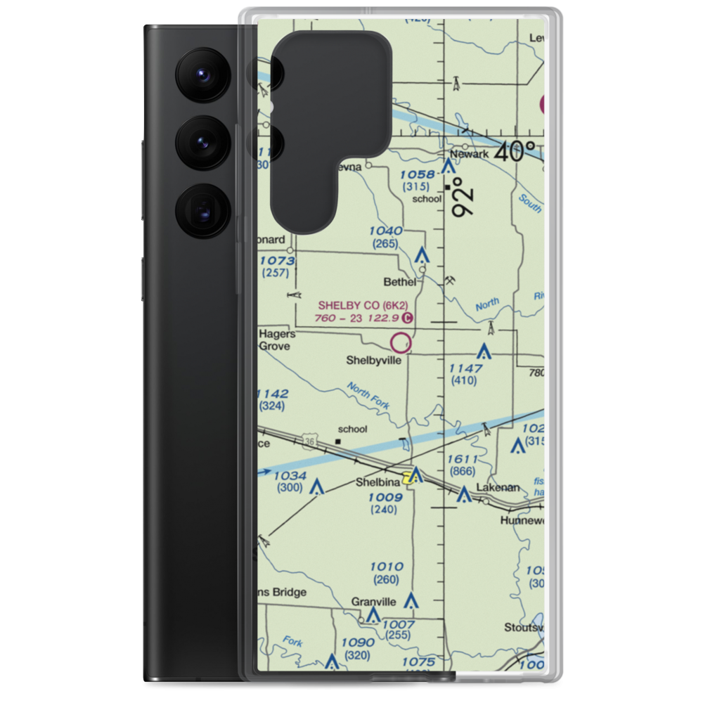 Shelby County Airport (6K2) VFR Sectional Samsung Case Samsung Galaxy S22 Ultra model shown