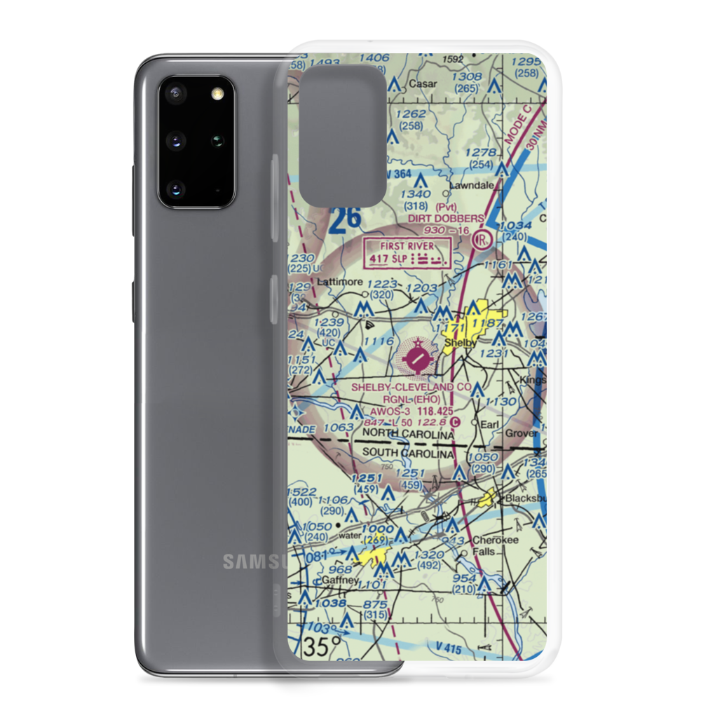 Shelby-Cleveland County Regional Airport (EHO) VFR Sectional Samsung Case Samsung Galaxy S20 Plus model shown