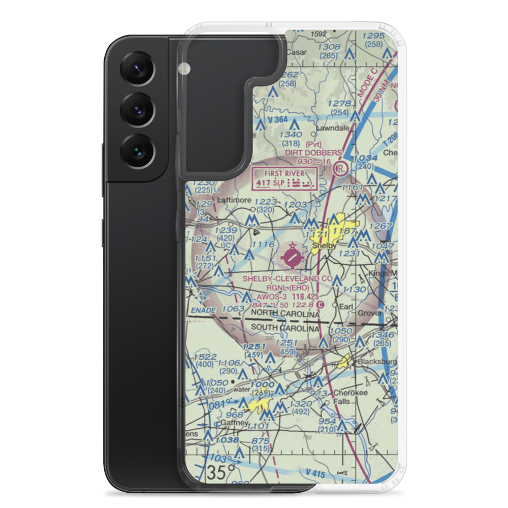 Shelby-Cleveland County Regional Airport (EHO) VFR Sectional Samsung Case Samsung Galaxy S22 Plus model shown