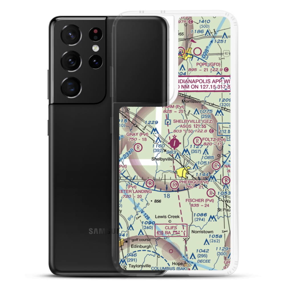 Shelbyville Municipal Airport (GEZ) VFR Sectional Samsung Case Samsung Galaxy S21 Ultra model shown