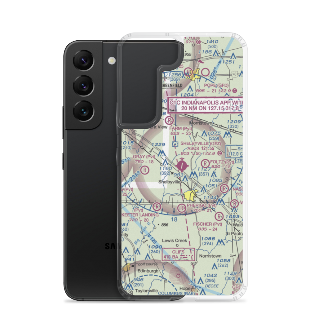 Shelbyville Municipal Airport (GEZ) VFR Sectional Samsung Case Samsung Galaxy S22 model shown