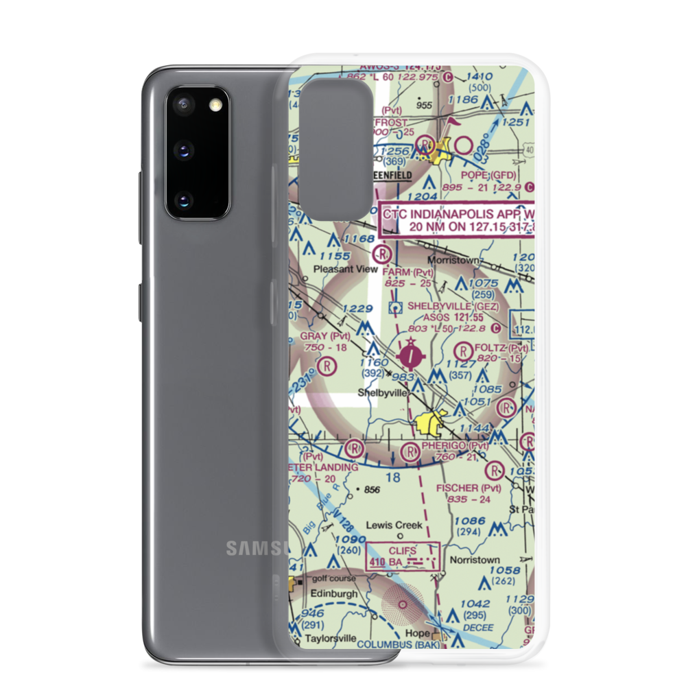 Shelbyville Municipal Airport (GEZ) VFR Sectional Samsung Case Samsung Galaxy S20 model shown