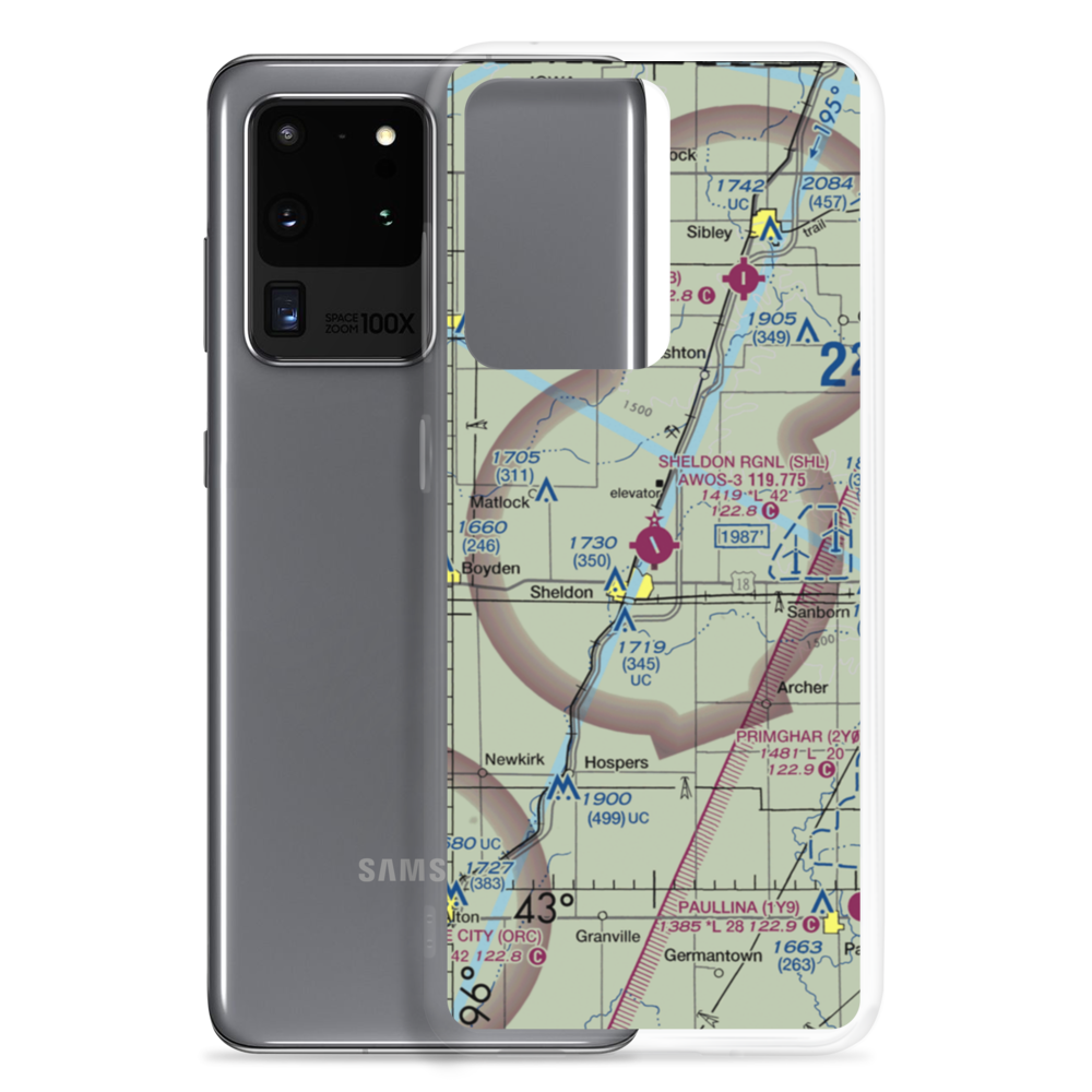 Sheldon Regional Airport (SHL) VFR Sectional Samsung Case Samsung Galaxy S20 Ultra model shown