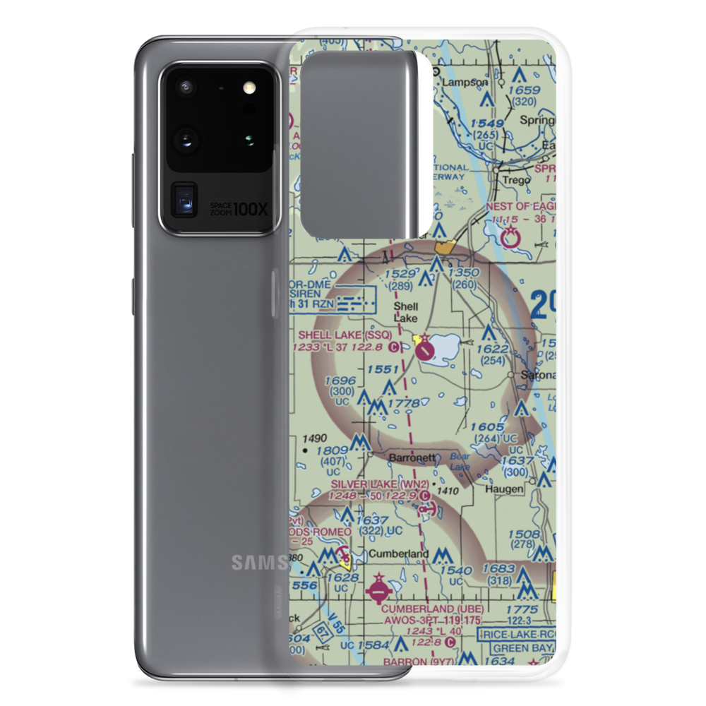 Shell Lake Municipal Airport (SSQ) VFR Sectional Samsung Case Samsung Galaxy S20 Ultra model shown