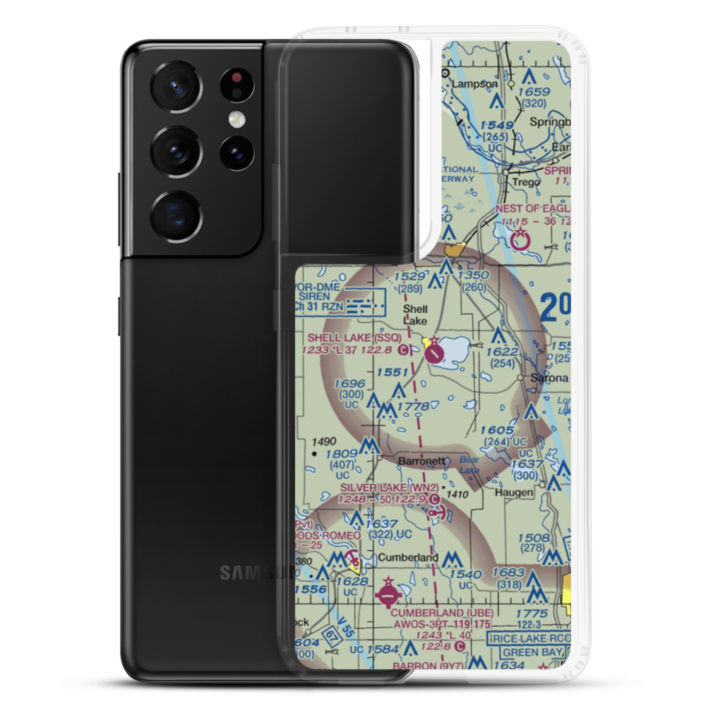 Shell Lake Municipal Airport (SSQ) VFR Sectional Samsung Case Samsung Galaxy S21 Ultra model shown
