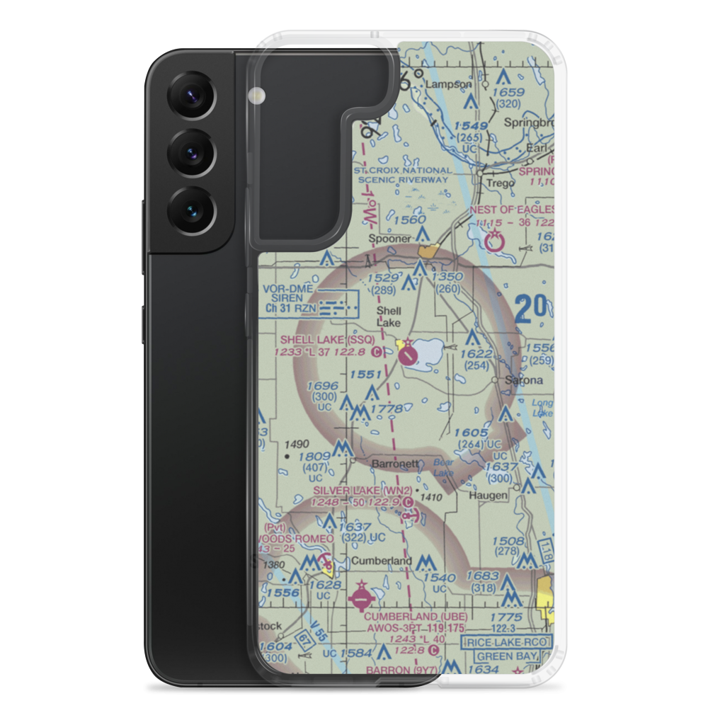 Shell Lake Municipal Airport (SSQ) VFR Sectional Samsung Case Samsung Galaxy S22 Plus model shown