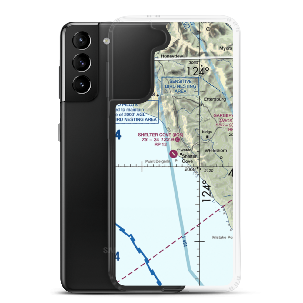 Shelter Cove Airport (0Q5) VFR Sectional Samsung Case Samsung Galaxy S21 Plus model shown