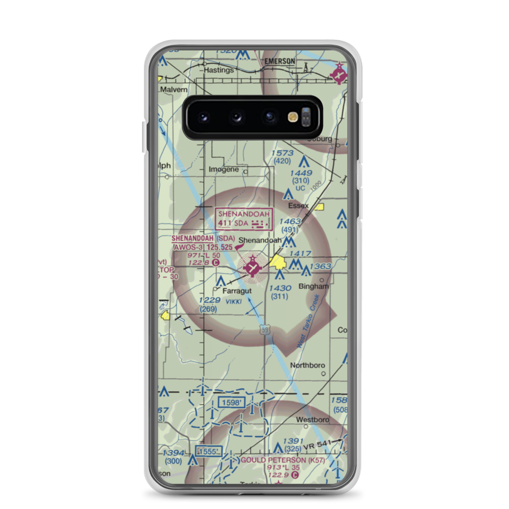 Shenandoah Municipal Airport (SDA) VFR Sectional Samsung Case Samsung Galaxy S10 model shown