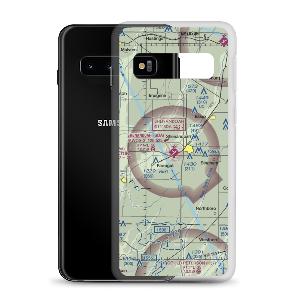 Shenandoah Municipal Airport (SDA) VFR Sectional Samsung Case Samsung Galaxy S10 model shown