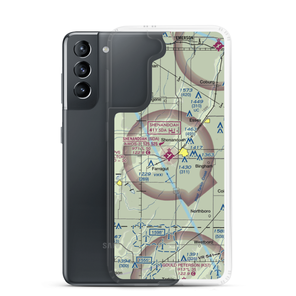 Shenandoah Municipal Airport (SDA) VFR Sectional Samsung Case Samsung Galaxy S21 model shown