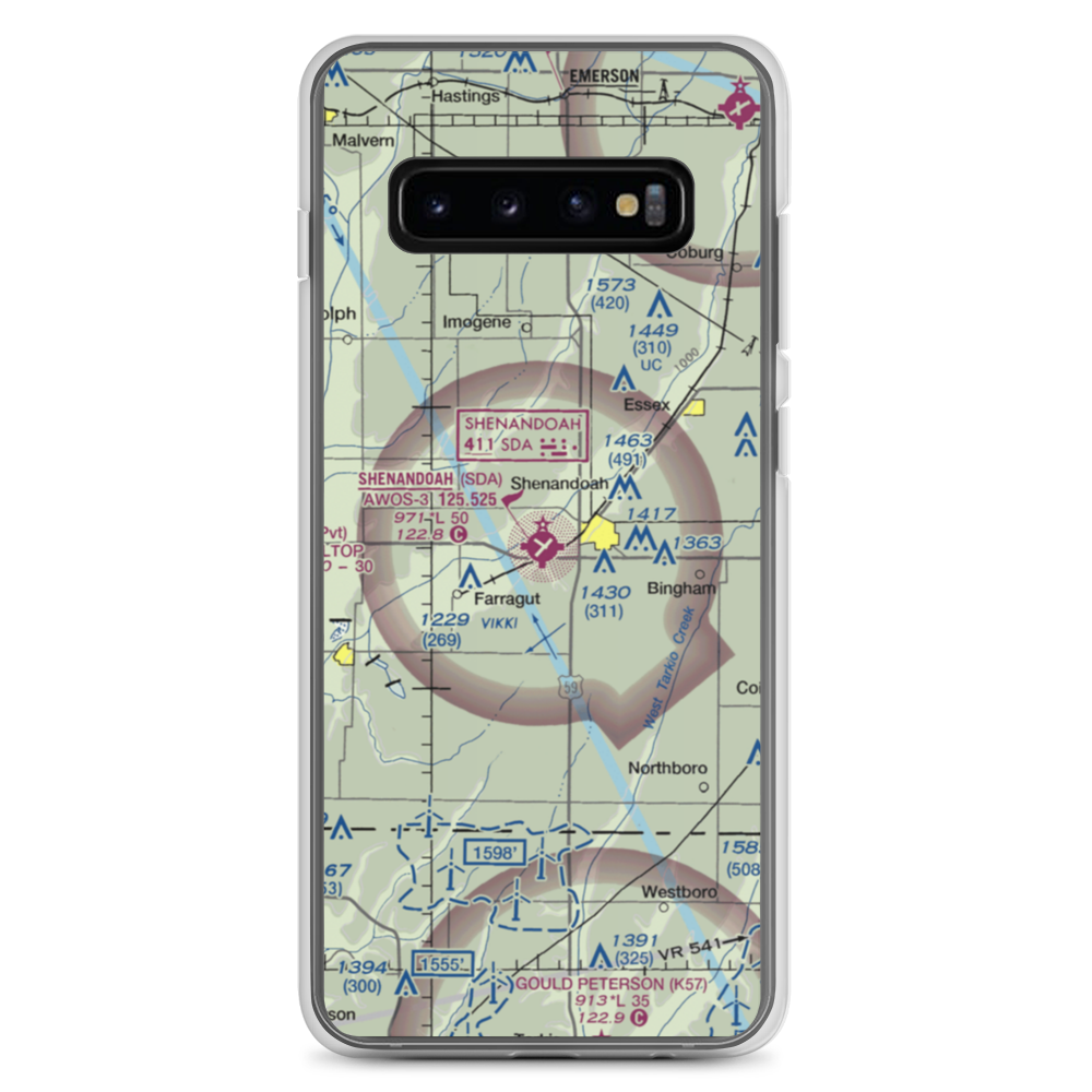 Shenandoah Municipal Airport (SDA) VFR Sectional Samsung Case Samsung Galaxy S10+ model shown