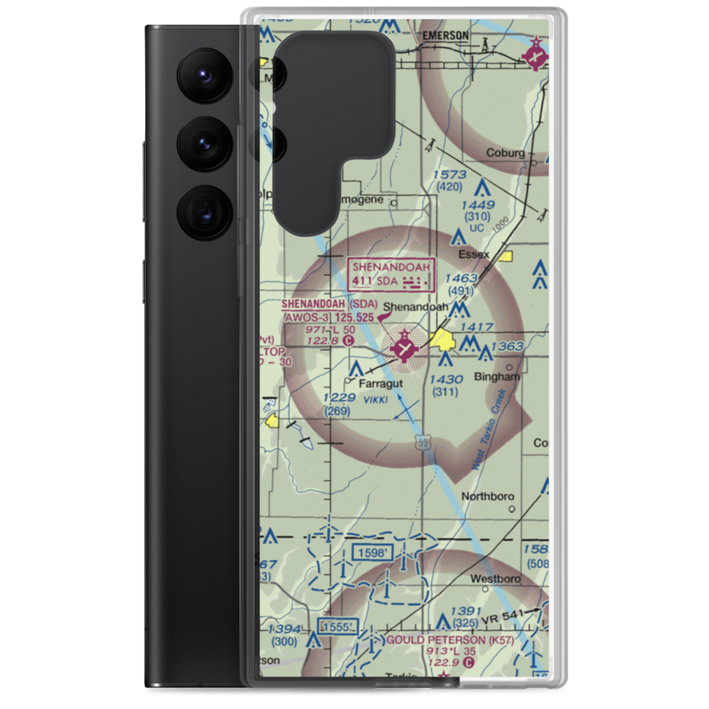 Shenandoah Municipal Airport (SDA) VFR Sectional Samsung Case Samsung Galaxy S22 Ultra model shown
