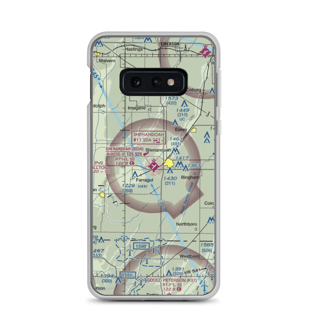 Shenandoah Municipal Airport (SDA) VFR Sectional Samsung Case Samsung Galaxy S10e model shown