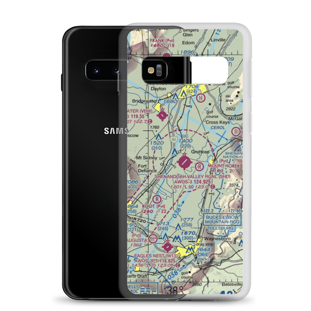 Shenandoah Valley Regional Airport (SHD) VFR Sectional Samsung Case Samsung Galaxy S10 model shown
