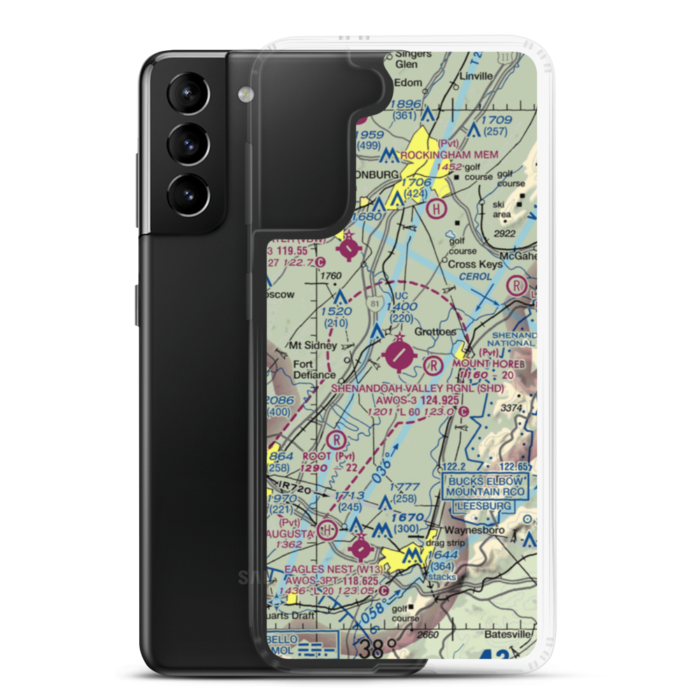 Shenandoah Valley Regional Airport (SHD) VFR Sectional Samsung Case Samsung Galaxy S21 Plus model shown