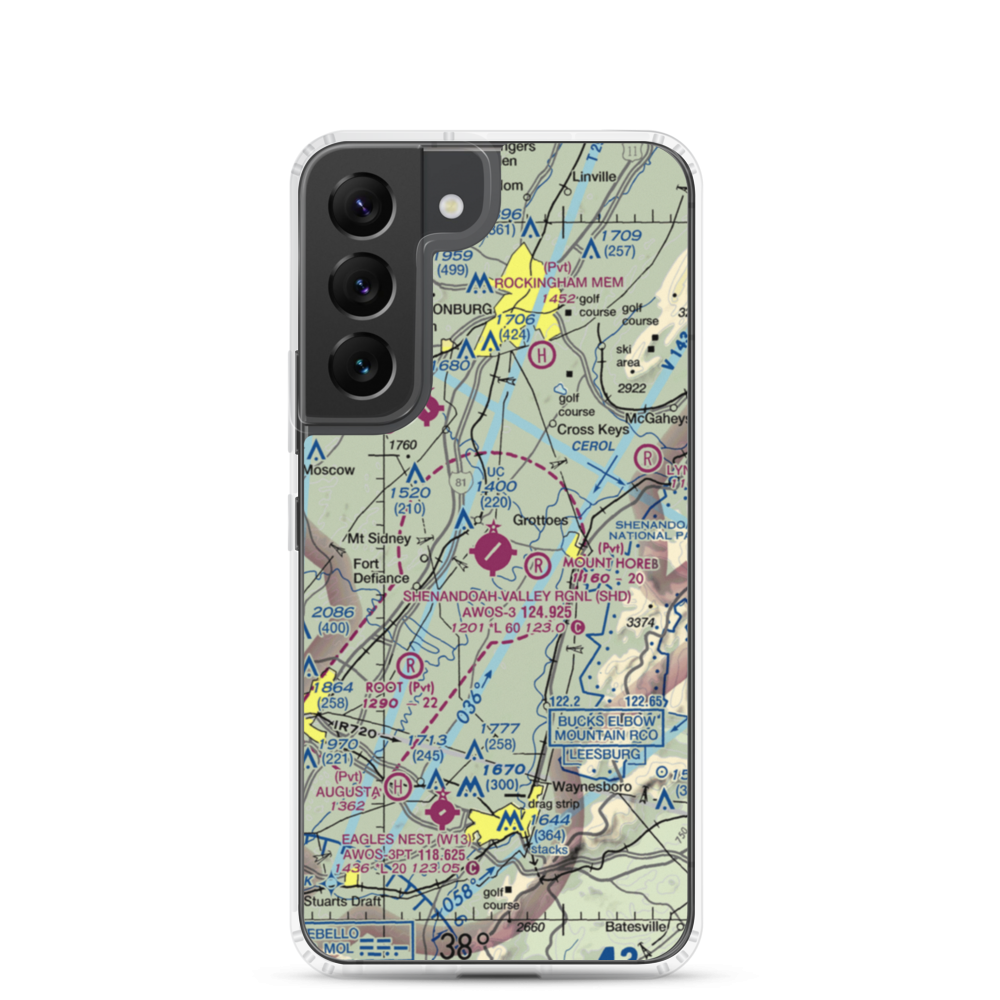 Shenandoah Valley Regional Airport (SHD) VFR Sectional Samsung Case Samsung Galaxy S22 model shown