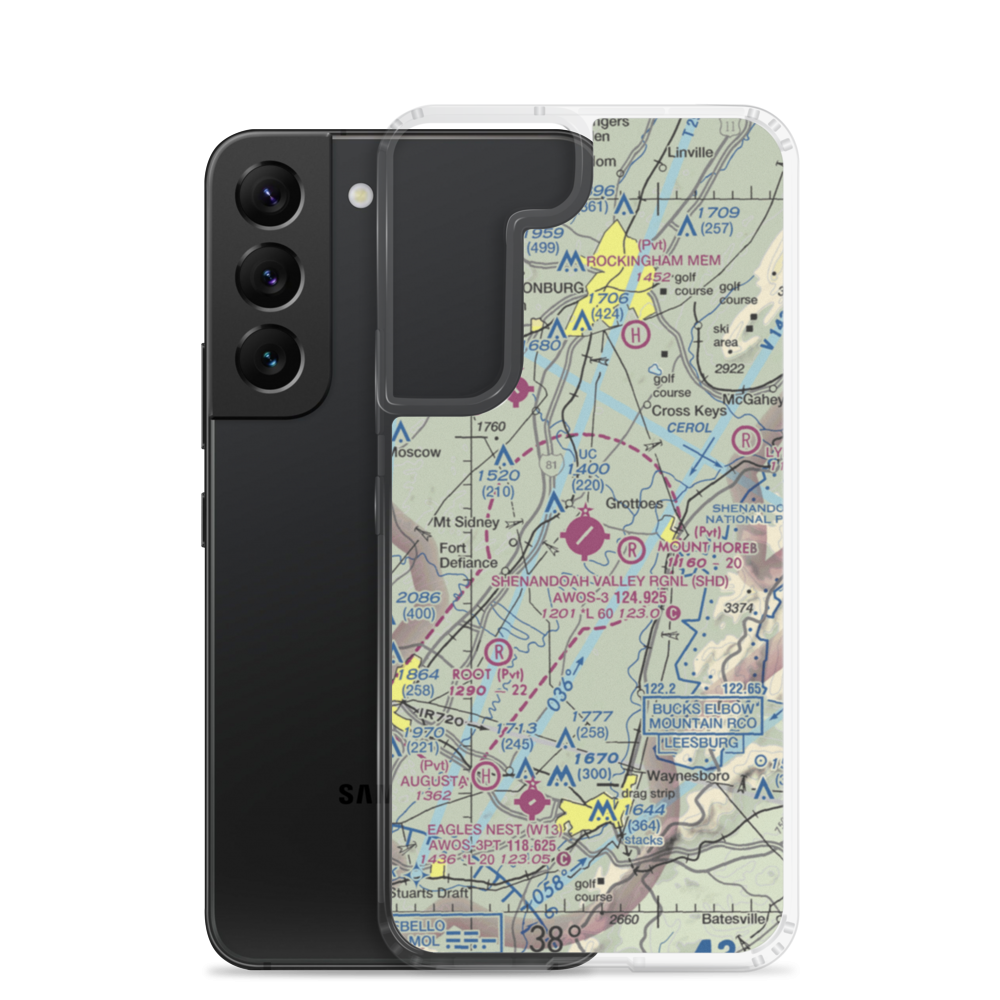 Shenandoah Valley Regional Airport (SHD) VFR Sectional Samsung Case Samsung Galaxy S22 model shown