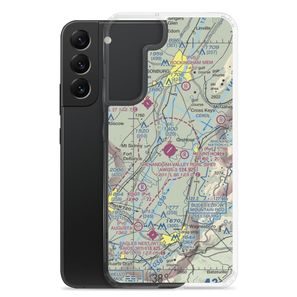 Shenandoah Valley Regional Airport (SHD) VFR Sectional Samsung Case Samsung Galaxy S22 Plus model shown