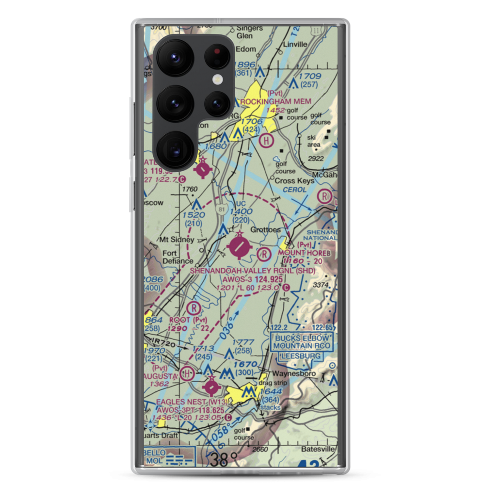 Shenandoah Valley Regional Airport (SHD) VFR Sectional Samsung Case Samsung Galaxy S22 Ultra model shown