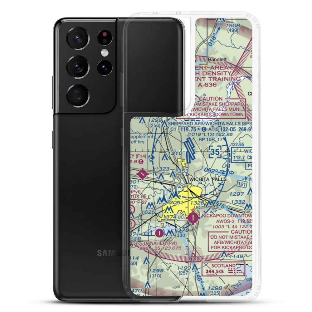 Sheppard Air Force Base-Wichita Falls Municipal Airport (SPS) VFR Sectional Samsung Case Samsung Galaxy S21 Ultra model shown