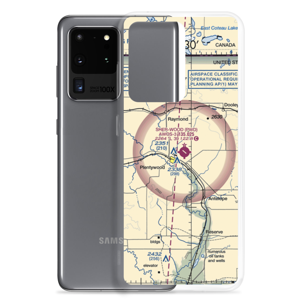 Sher-Wood Airport (PWD) VFR Sectional Samsung Case Samsung Galaxy S20 Ultra model shown