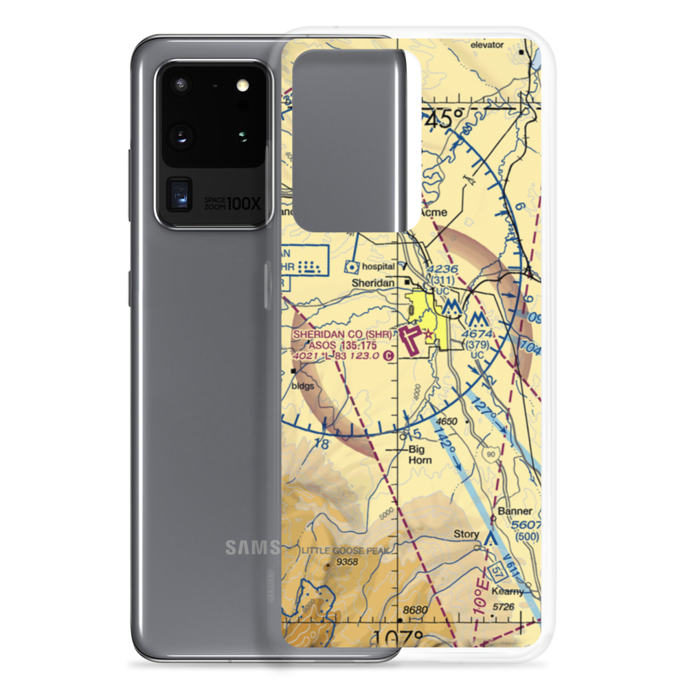 Sheridan County Airport (SHR) VFR Sectional Samsung Case Samsung Galaxy S20 Ultra model shown