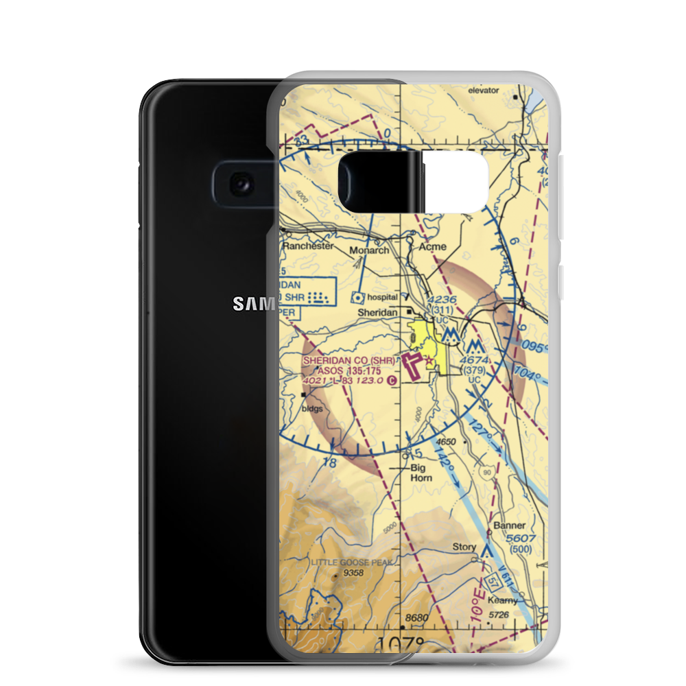 Sheridan County Airport (SHR) VFR Sectional Samsung Case Samsung Galaxy S10e model shown