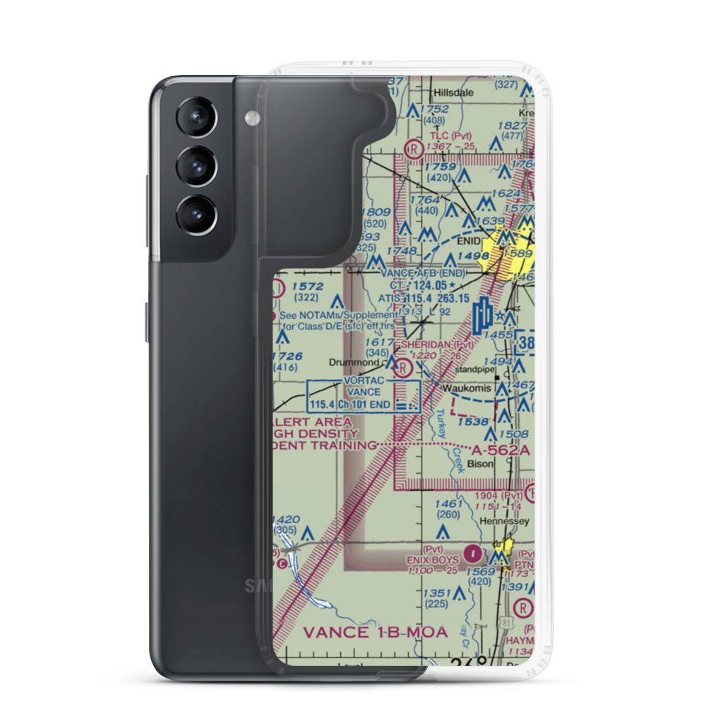 Sheridan Field (OK99) VFR Sectional Samsung Case Samsung Galaxy S21 model shown