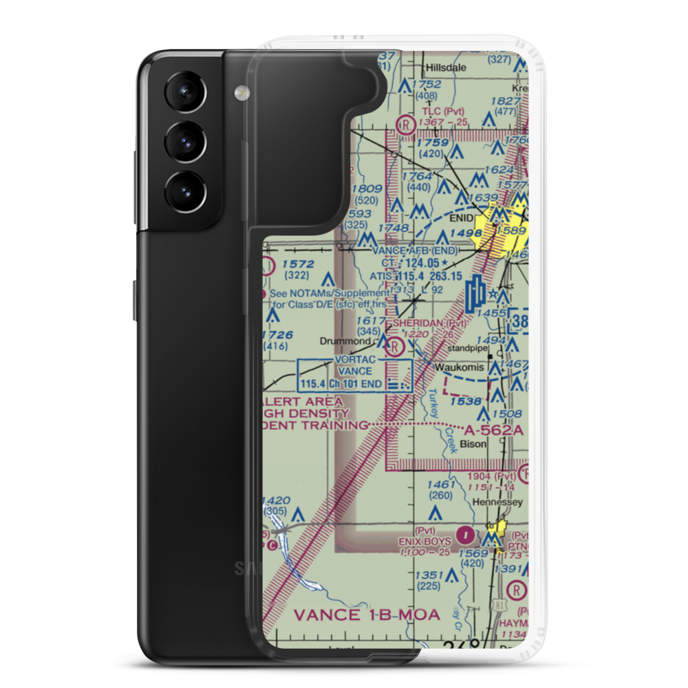 Sheridan Field (OK99) VFR Sectional Samsung Case Samsung Galaxy S21 Plus model shown