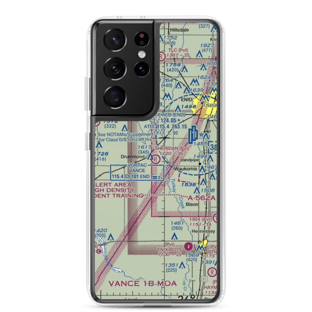 Sheridan Field (OK99) VFR Sectional Samsung Case Samsung Galaxy S21 Ultra model shown