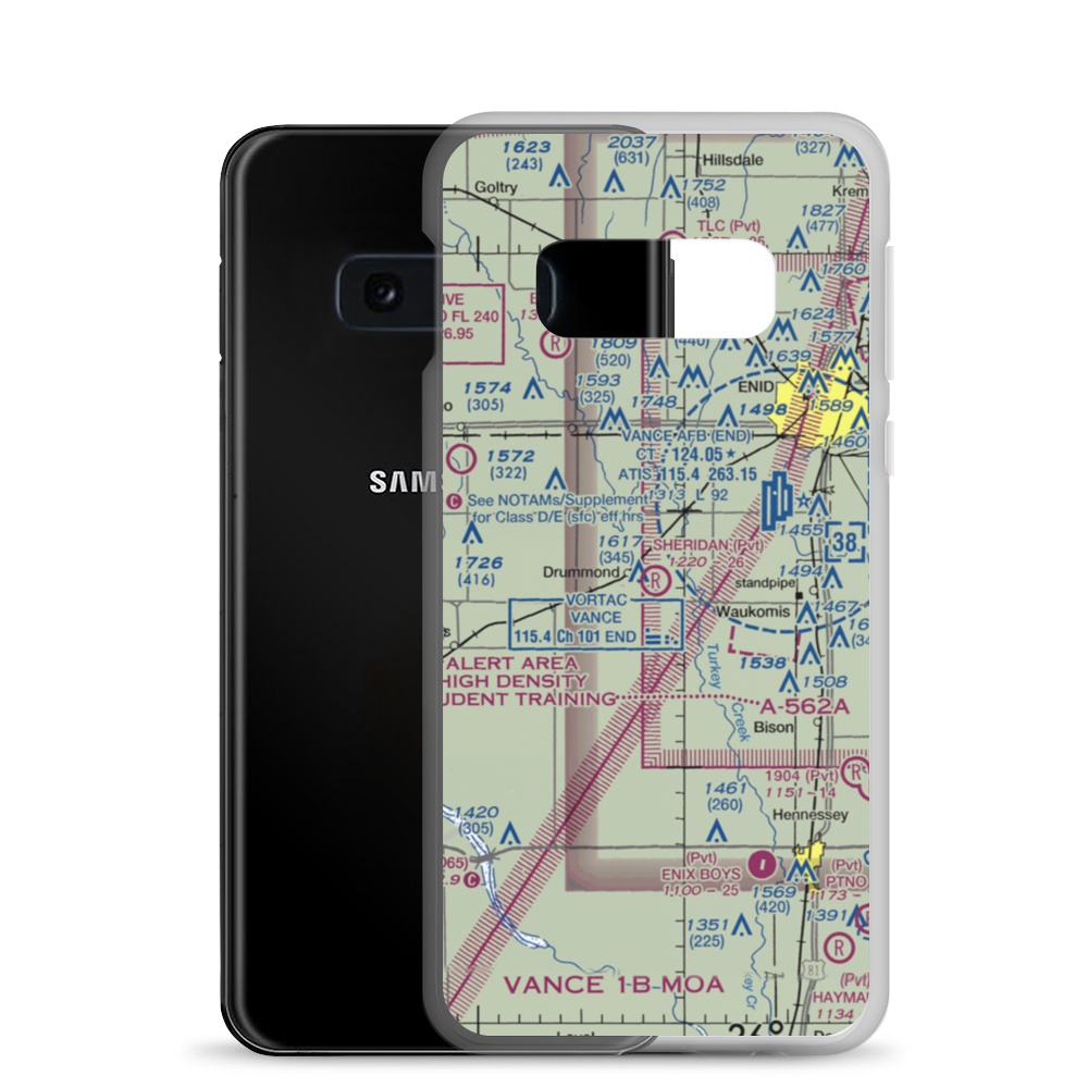 Sheridan Field (OK99) VFR Sectional Samsung Case Samsung Galaxy S10e model shown