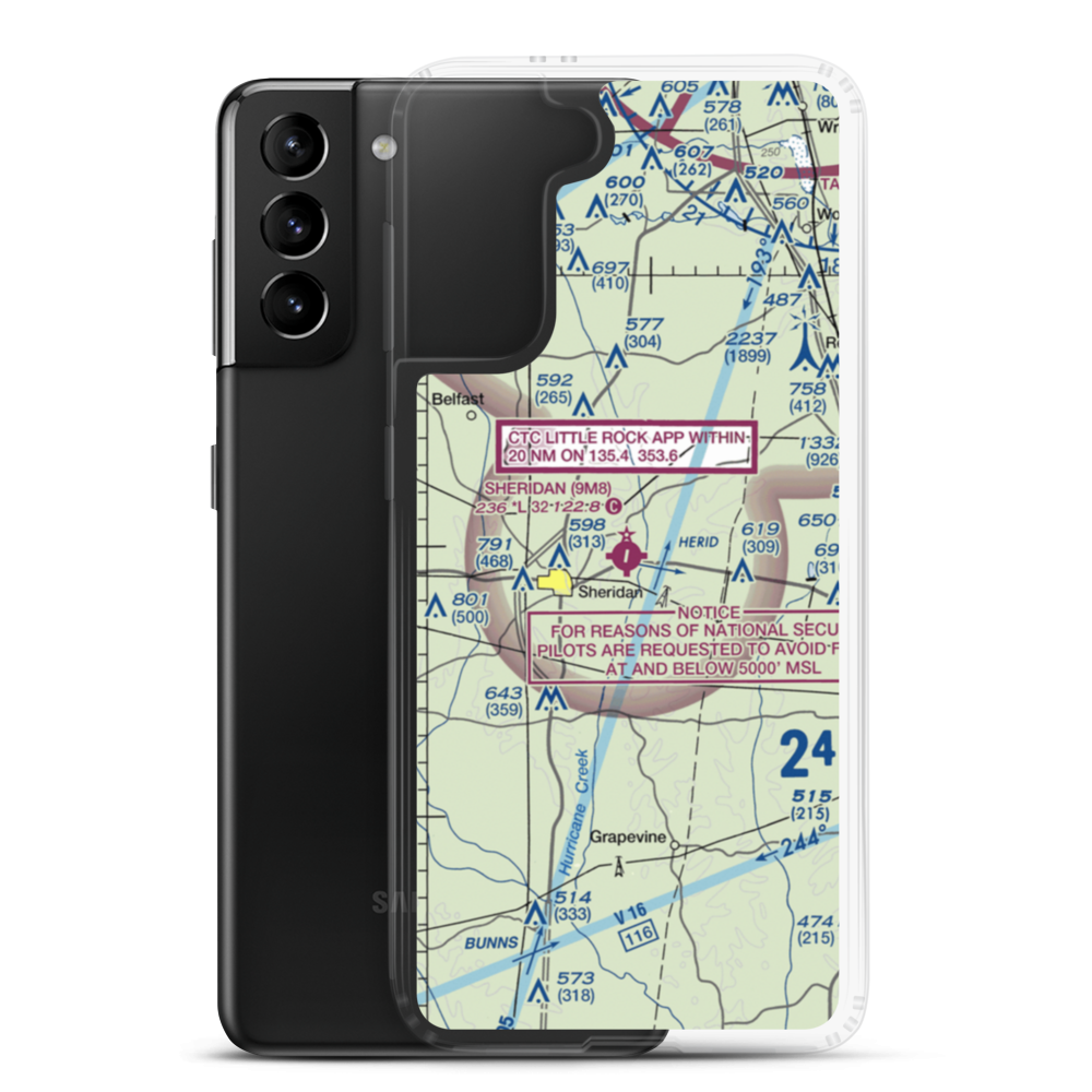 Sheridan Municipal Airport (9M8) VFR Sectional Samsung Case Samsung Galaxy S21 Plus model shown
