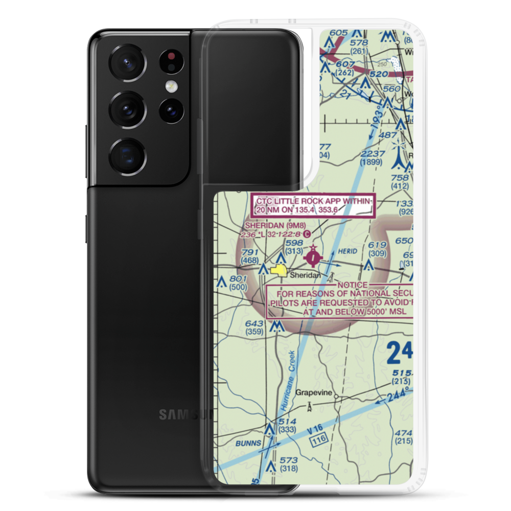 Sheridan Municipal Airport (9M8) VFR Sectional Samsung Case Samsung Galaxy S21 Ultra model shown
