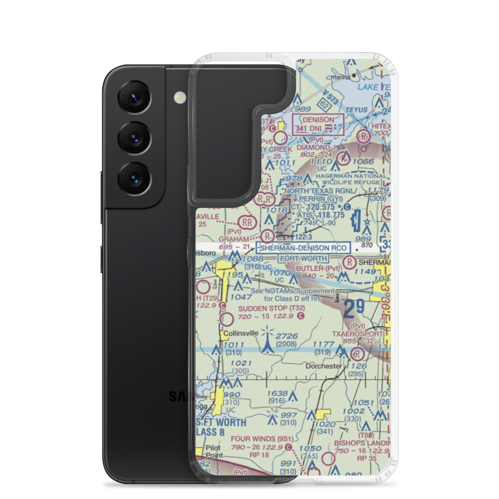 Sherman (Frog Pond) Airport (14XA) VFR Sectional Samsung Case Samsung Galaxy S22 model shown