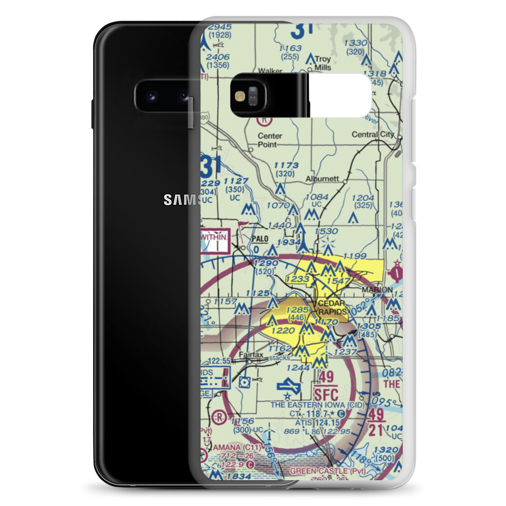 Sherman Airport (IA28) VFR Sectional Samsung Case Samsung Galaxy S10+ model shown