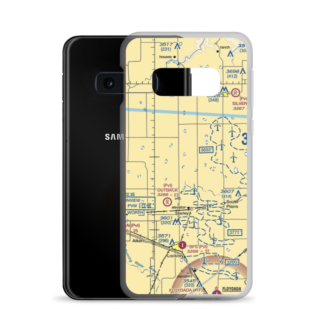 Sherman Airport (TS39) VFR Sectional Samsung Case Samsung Galaxy S10e model shown