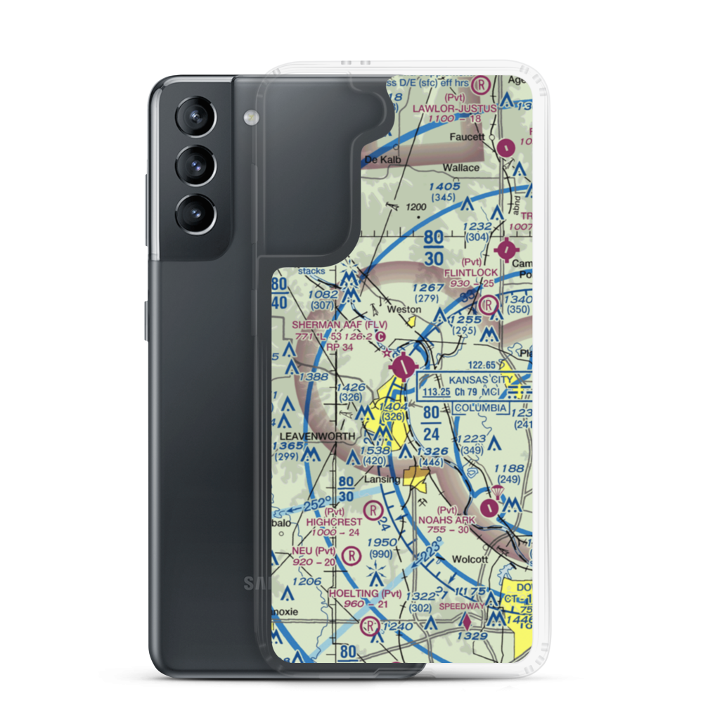 Sherman Army Air Field (FLV) VFR Sectional Samsung Case Samsung Galaxy S21 model shown