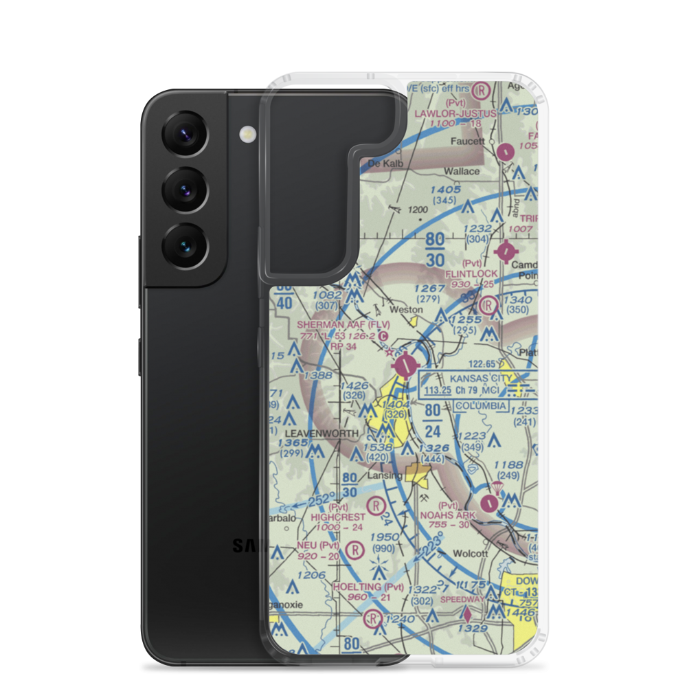 Sherman Army Air Field (FLV) VFR Sectional Samsung Case Samsung Galaxy S22 model shown