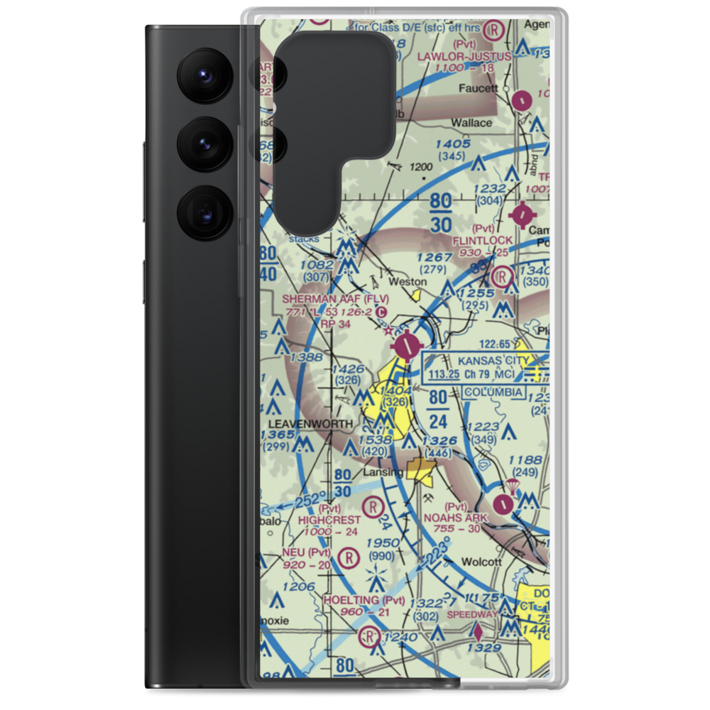 Sherman Army Air Field (FLV) VFR Sectional Samsung Case Samsung Galaxy S22 Ultra model shown