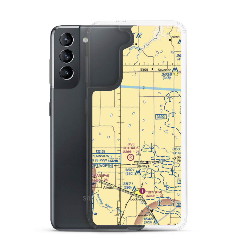 Sherman Farm Air Airport (US-0993) VFR Sectional Samsung Case Samsung Galaxy S21 model shown