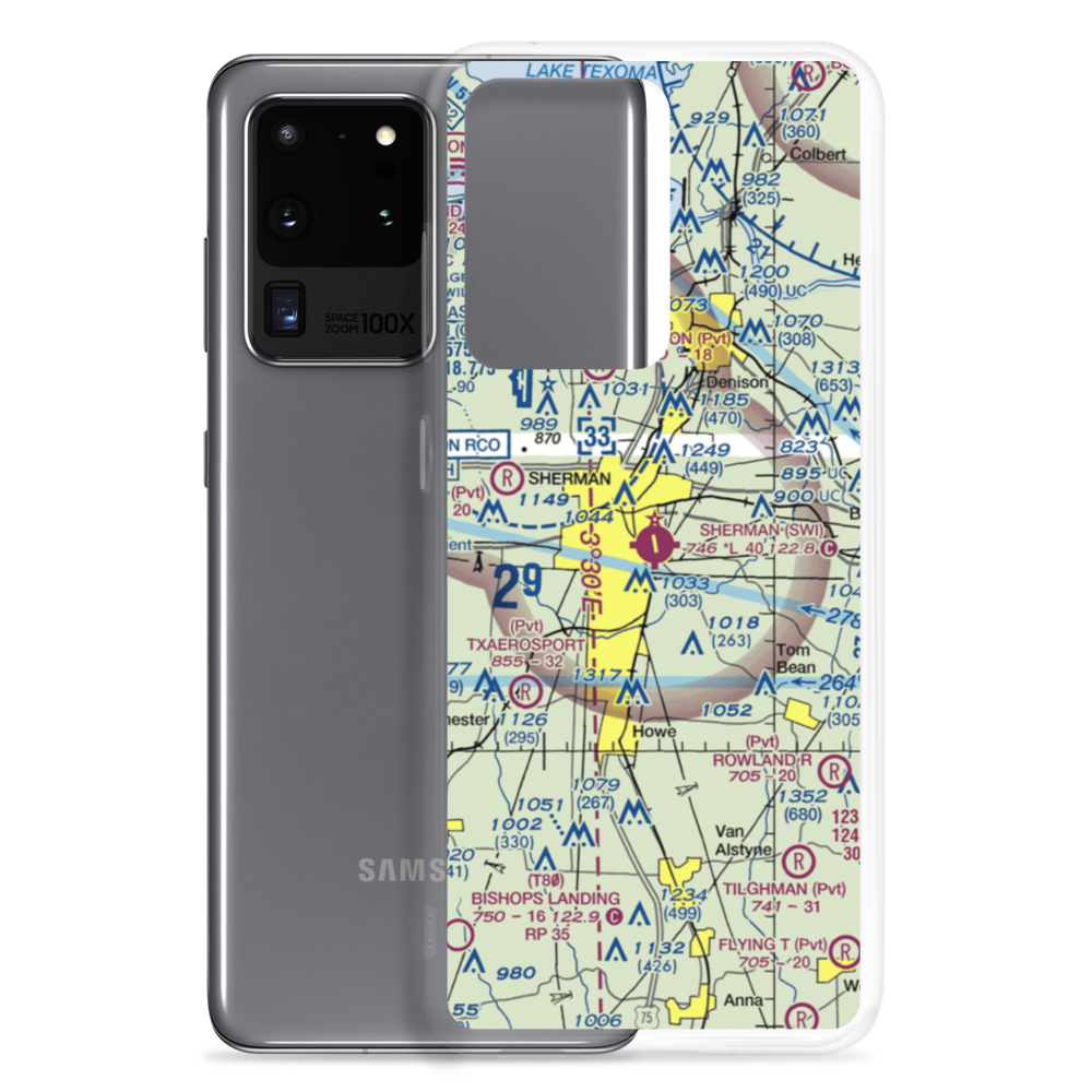 Sherman Municipal Airport (SWI) VFR Sectional Samsung Case Samsung Galaxy S20 Ultra model shown