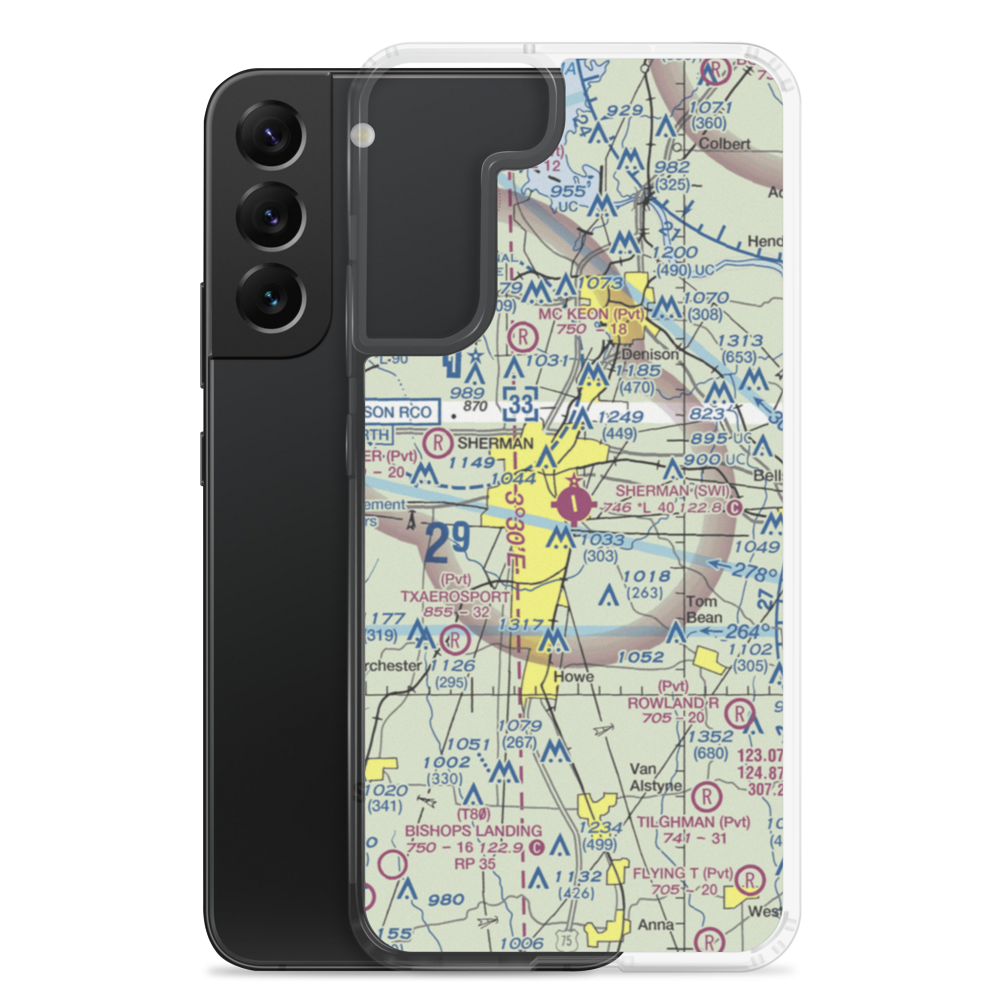 Sherman Municipal Airport (SWI) VFR Sectional Samsung Case Samsung Galaxy S22 Plus model shown
