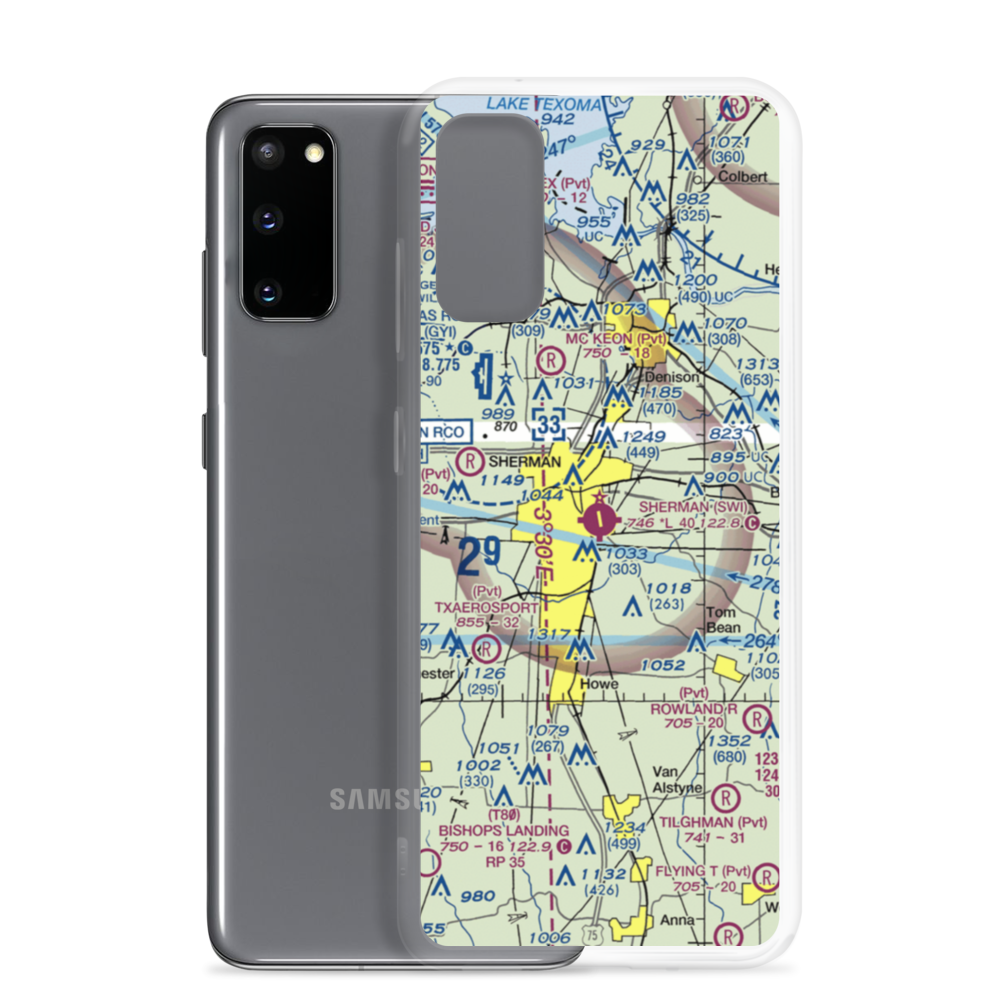 Sherman Municipal Airport (SWI) VFR Sectional Samsung Case Samsung Galaxy S20 model shown
