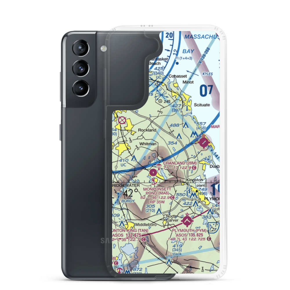 Sherman-Private Airport (MA63) VFR Sectional Samsung Case Samsung Galaxy S21 model shown