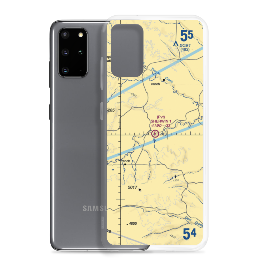 Sherwin Field Nr 1 Airport (WY09) VFR Sectional Samsung Case Samsung Galaxy S20 Plus model shown
